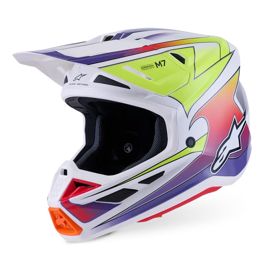 Alpinestars 2026 SM7 Fuse Motocross Helmet White Yellow Flo Purple